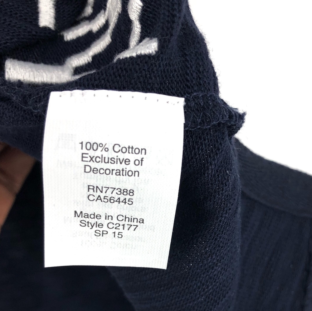 J. Crew Factory Navy Geometric Trim V Neck Blouse - Picture 4 of 5